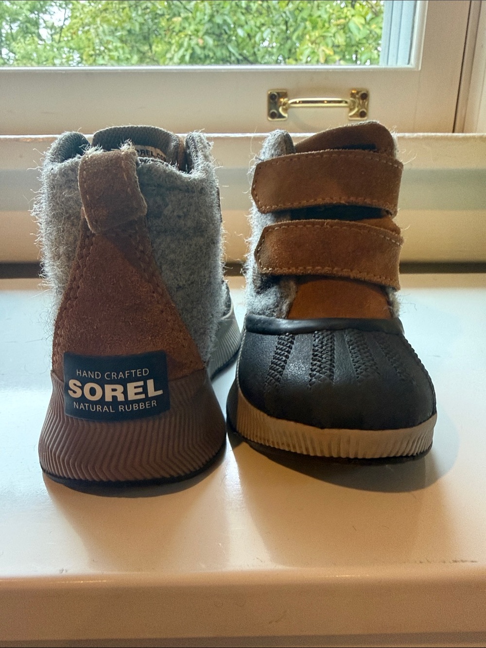 Sorel Kids Brown and Gray Waterproof Velcro Winter Boots